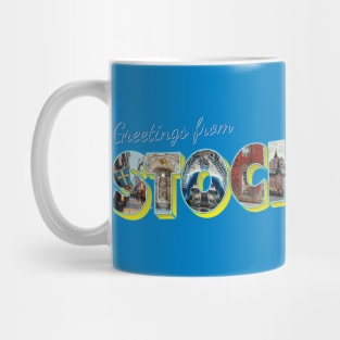 Greetings from Stockholm in Sweden Vintage style retro souvenir Mug